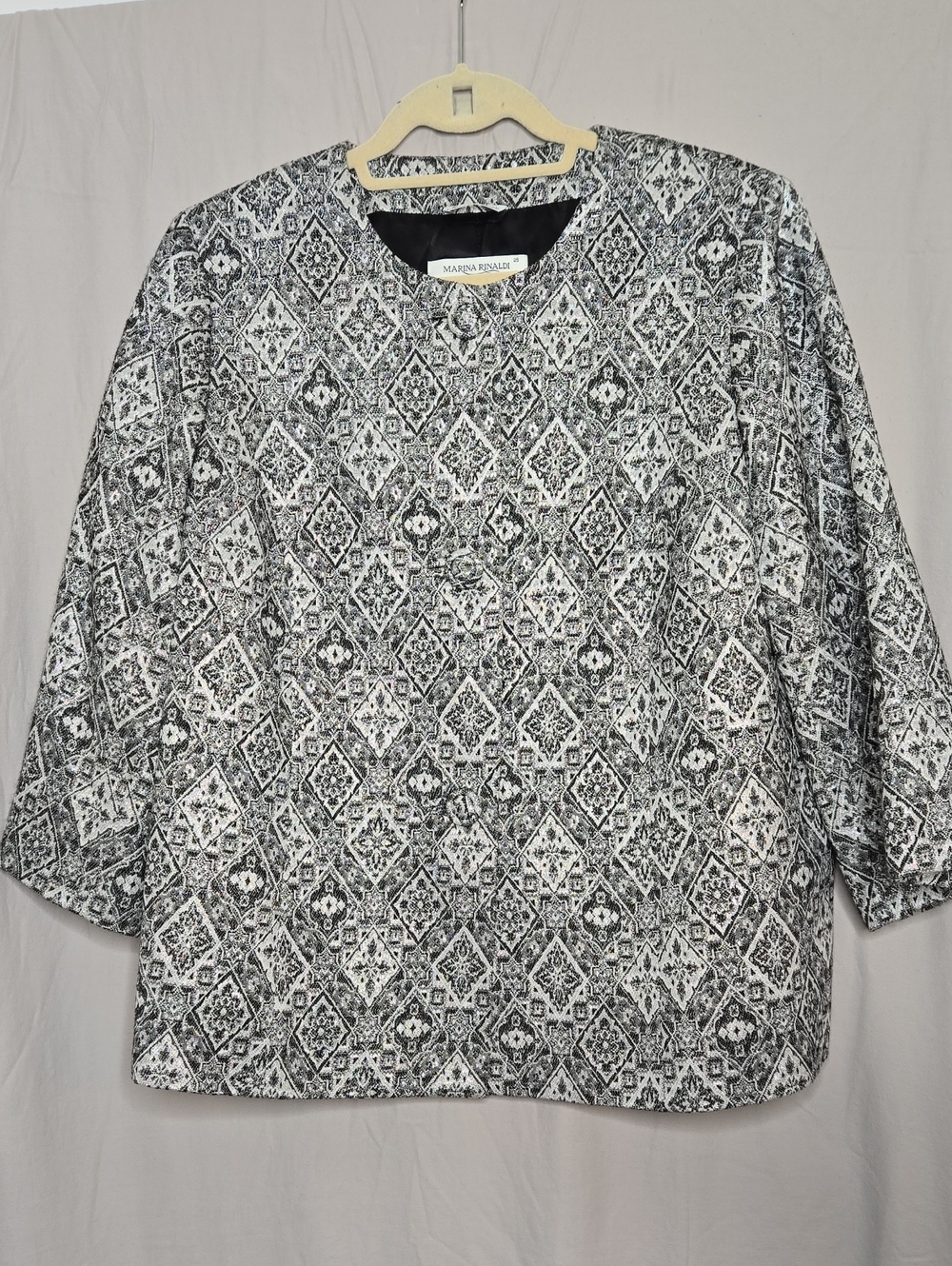 Marina Rinaldi 3/4 Length Sleeve Blazer, Size 16 (25) White and Black